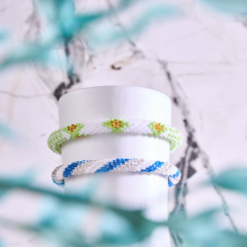 Rêve de pistache | Bracelet de perles de verre de l'Himalaya